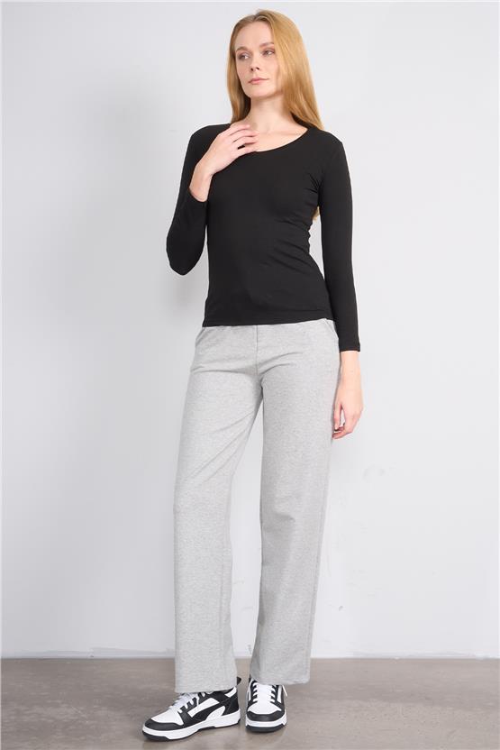 Aksoy K26 151 Sıyah Kadın V Yaka Uzun Kol Sweat