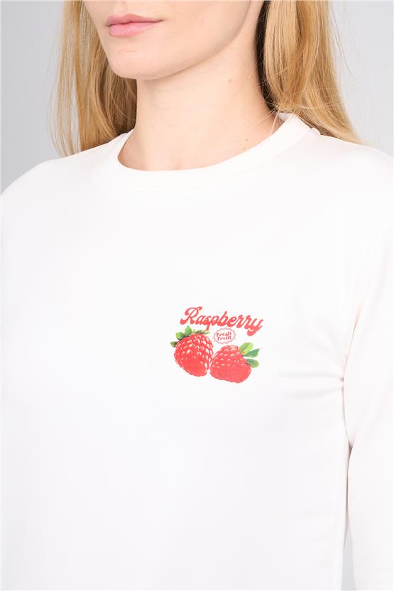 Aksoy K26 24K114 Ekru Kadın Regular Fıt O Yaka 2 Ip Sweat