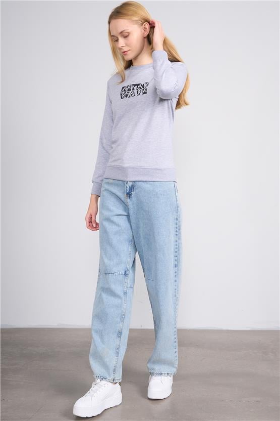 Aksoy K26 24K114 Grımelanj Kadın Regular Fıt O Yaka 2 Ip Sweat