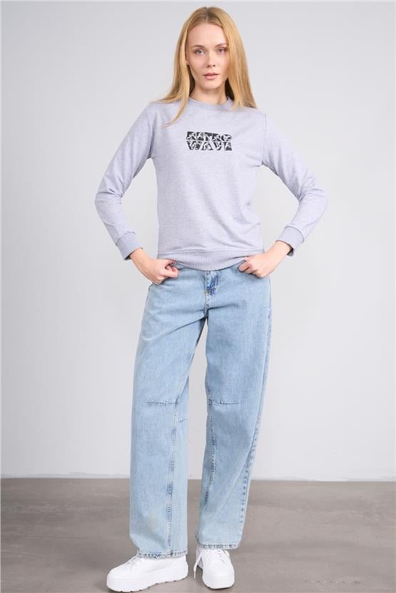 Aksoy K26 24K114 Grımelanj Kadın Regular Fıt O Yaka 2 Ip Sweat