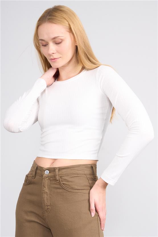 Aksoy K26 608-20 Beyaz Kadın O Yaka Kaskorse Sweat