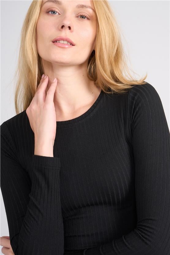 Aksoy K26 608-20 Sıyah Kadın O Yaka Kaskorse Sweat