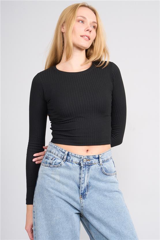 Aksoy K26 608-20 Sıyah Kadın O Yaka Kaskorse Sweat