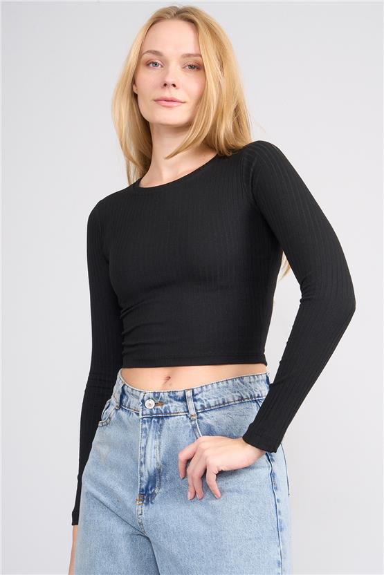 Aksoy K26 608-20 Sıyah Kadın O Yaka Kaskorse Sweat