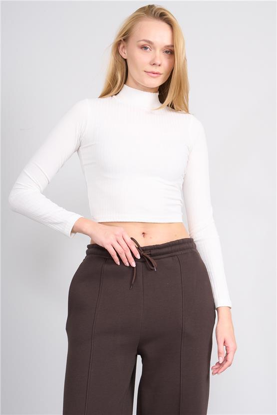 Aksoy K26 609-20 Beyaz Kadın Balıkcı Yaka Kaskorse Sweat