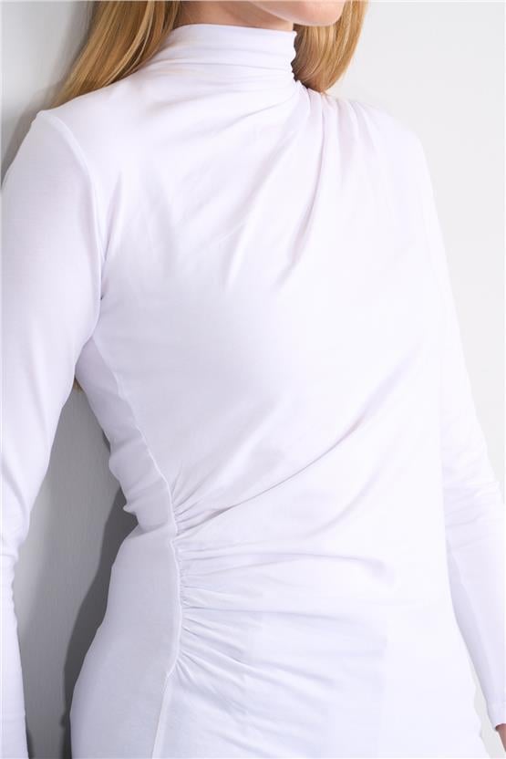 Aksoy K26 617-04 Beyaz Kadın Compact Büzgülü Sweat