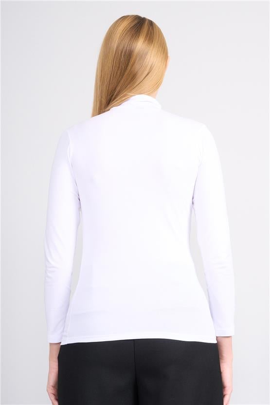 Aksoy K26 617-04 Beyaz Kadın Compact Büzgülü Sweat