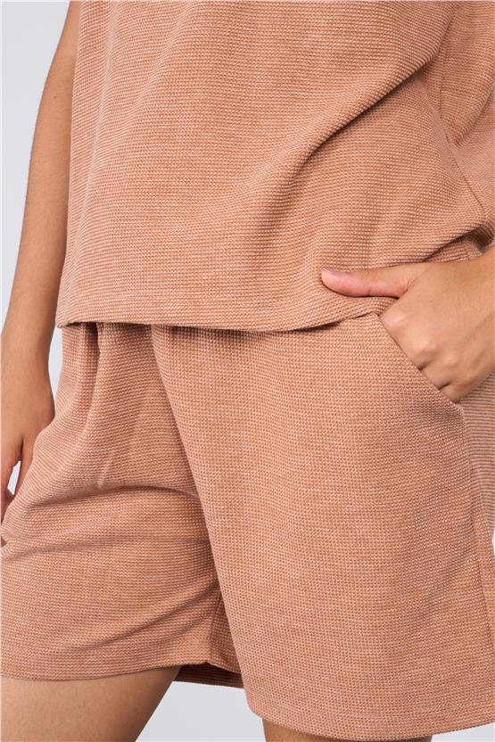 Aksoy Y25 508-14 A.Grı Kadın Waffle Wafflle Shortlu Takım