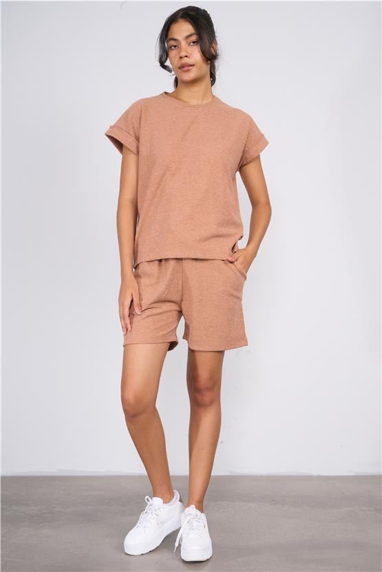 Aksoy Y25 508-14 A.Grı Kadın Waffle Wafflle Shortlu Takım