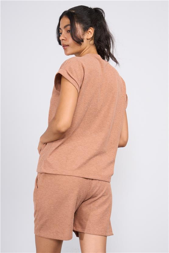 Aksoy Y25 508-14 A.Grı Kadın Waffle Wafflle Shortlu Takım