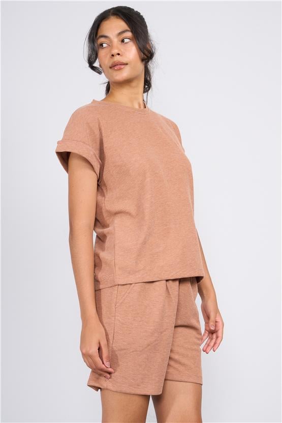 Aksoy Y25 508-14 A.Grı Kadın Waffle Wafflle Shortlu Takım