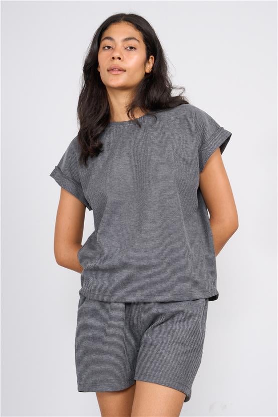 Aksoy Y25 508-14 Fume Kadın Waffle Wafflle Shortlu Takım