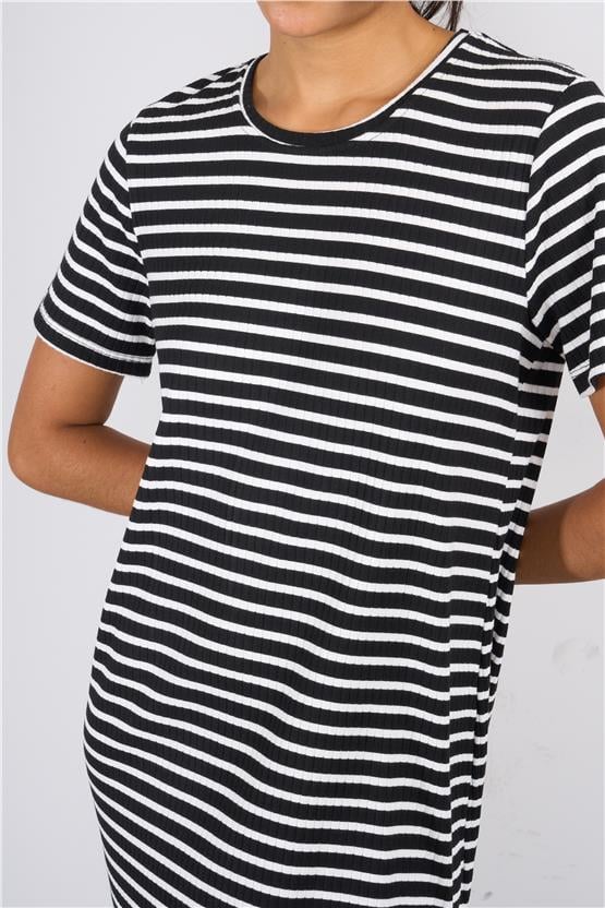 Aksoy Y25 601-21 Sıyah-Beyaz Kadın Raporlu Elbıse