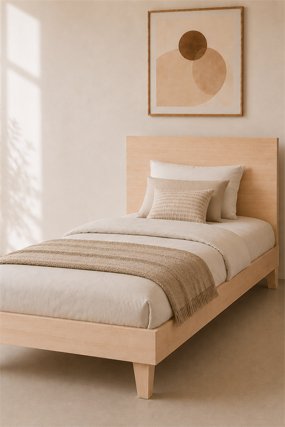 Alaçam Nora Masif Ahşap Tek Kişilik Karyola 100 x 200 Natural