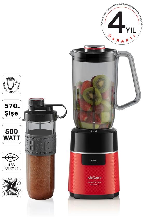 Arzum AR1174-K ShakeN Take Neo Maxı Sürahi Blender Kımızı