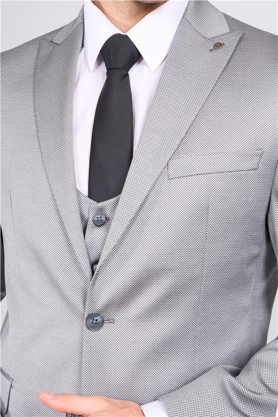 Atlıhan Lagos Gri Erkek Polyviskon Slim Fit Yelekli Takım