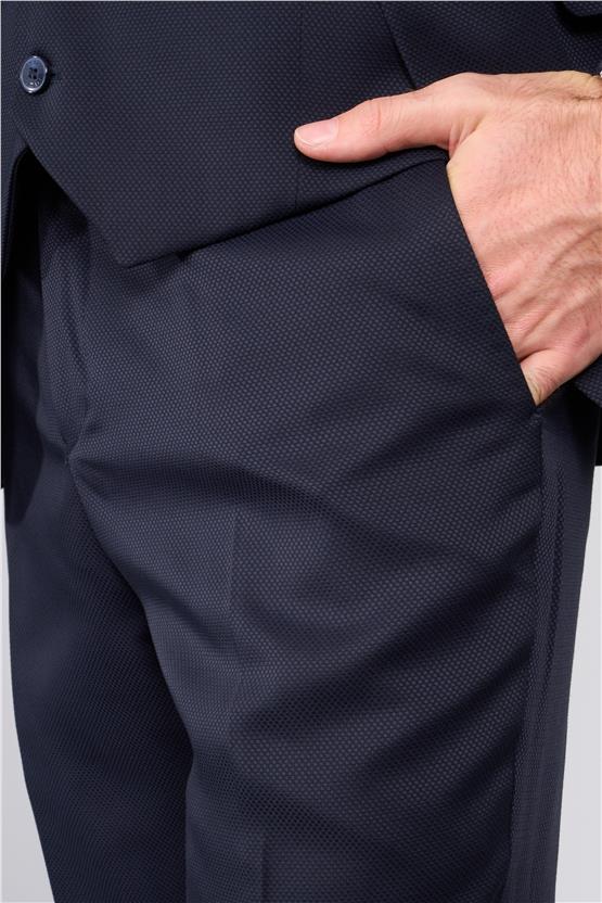 Atlıhan Lagos Lacivert Erkek Polyviskon Slim Fit Yelekli Takım