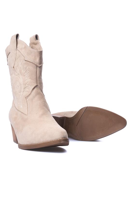 Ayakdaş Kovboy 8888 Bej Süet Kadın Bot