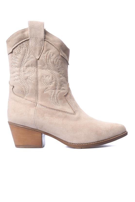 Ayakdaş Kovboy 8888 Bej Süet Kadın Bot