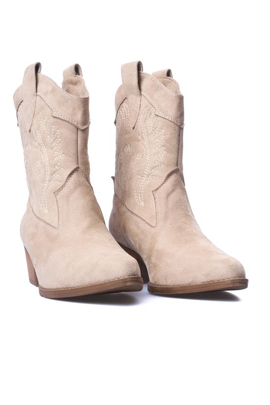 Ayakdaş Kovboy 8888 Bej Süet Kadın Bot