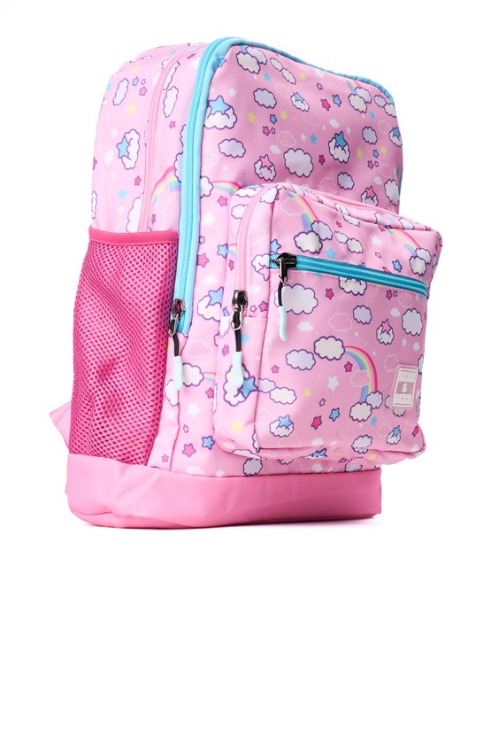 B&D SCHOOL RAINBOW CIFT GOZLU SIRT CANTASI PEMBE