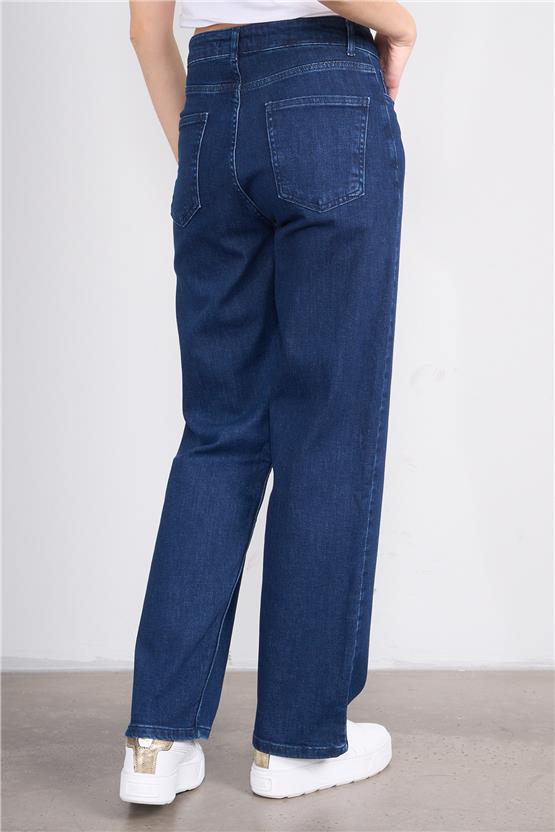 Bıg Lesson K26 6104 Lacıvert Kadın Bol Kesım Kot Pantolon 38-46