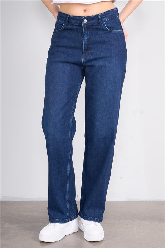 Bıg Lesson K26 6104 Lacıvert Kadın Bol Kesım Kot Pantolon 38-46