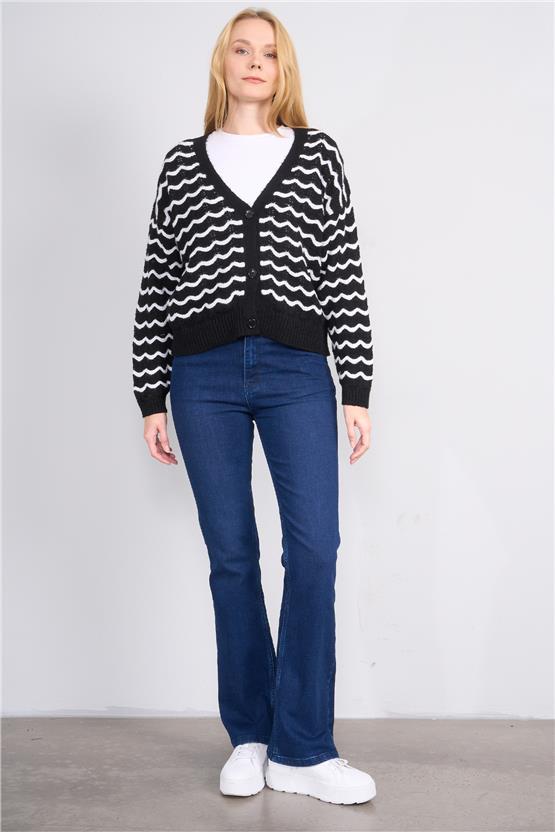 Bıg Lesson K26 6105 Lacıvert Kadın Ispanyol Kot Pantolon 38-46