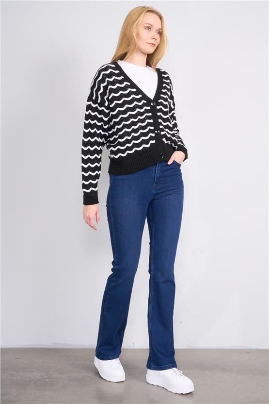 Bıg Lesson K26 6105 Lacıvert Kadın Ispanyol Kot Pantolon 38-46