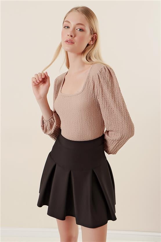 Bigdart 0442 Bej Kadın Bürümcük Bluz