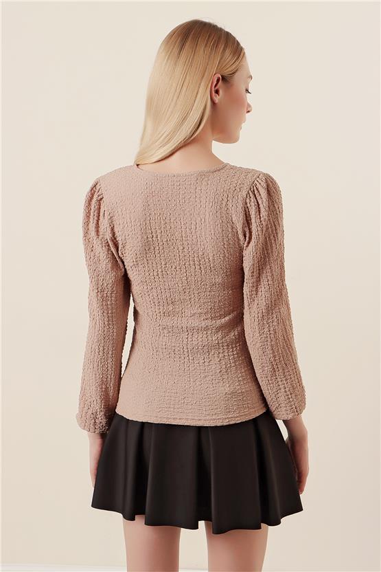 Bigdart 0442 Bej Kadın Bürümcük Bluz