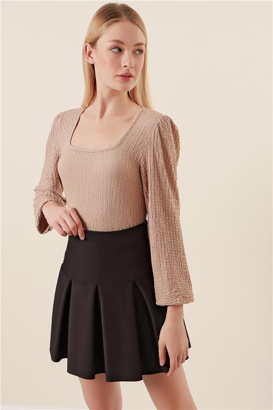 Bigdart 0442 Bej Kadın Bürümcük Bluz