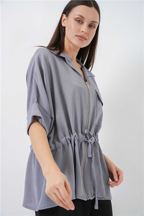 Bigdart 0721 Gri Kadın Gömlek