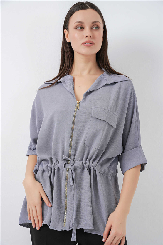 Bigdart 0721 Gri Kadın Gömlek