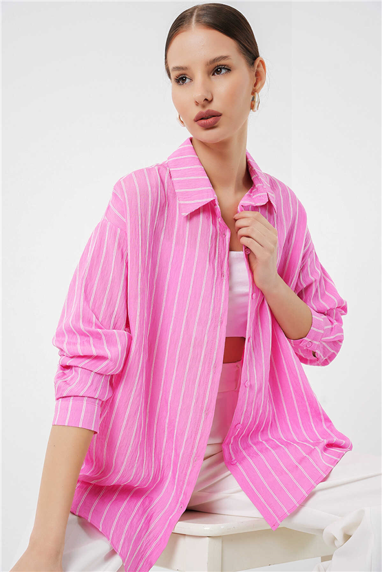 Bigdart 0721 Pembe Kadın Gömlek