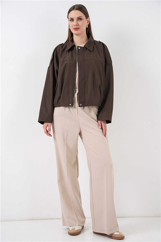 Bigdart 0732 Kahverengi Kadın Bomber Trenc 36-42