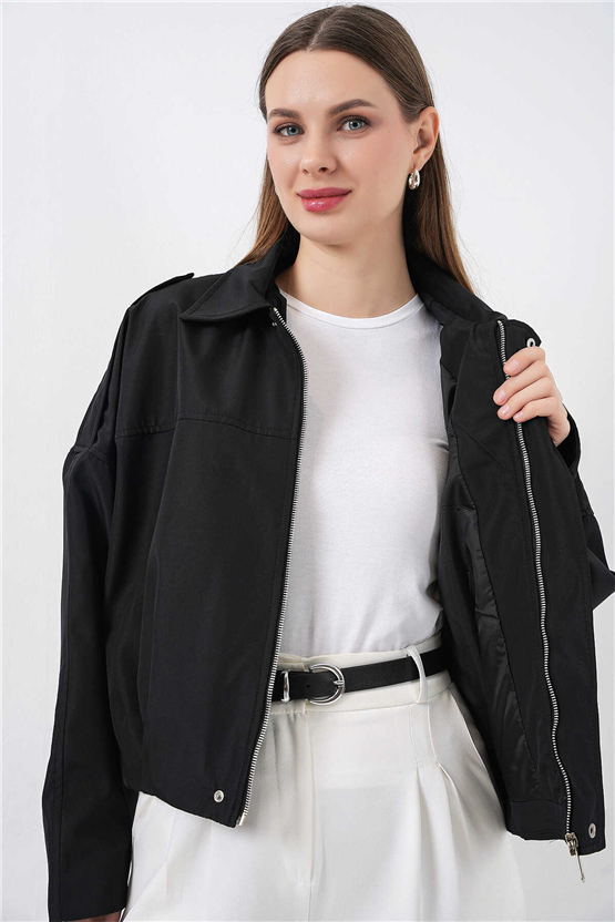 Bigdart 0732 Siyah Kadın Bomber Trenc 36-42