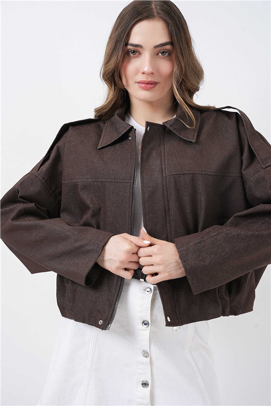 Bigdart 0737 Kahverengi Kadın Bomber Kot Ceket 36-42