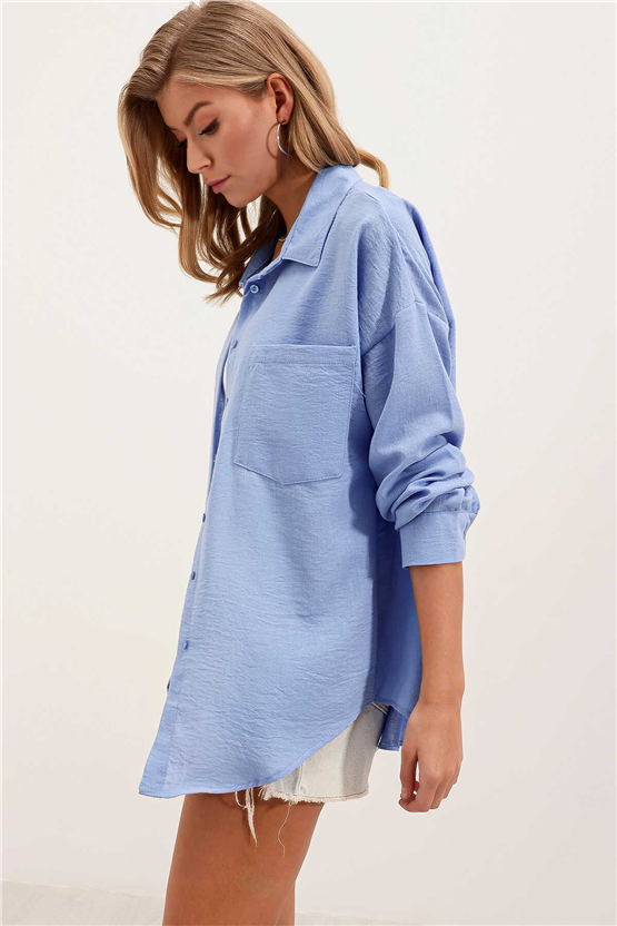 Bigdart 20153 Bebe Mavi Kadın Gömlek