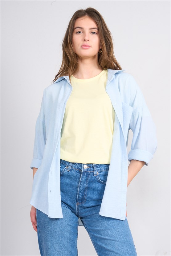 Bigdart 20153 Bebe Mavi Kadın Gömlek