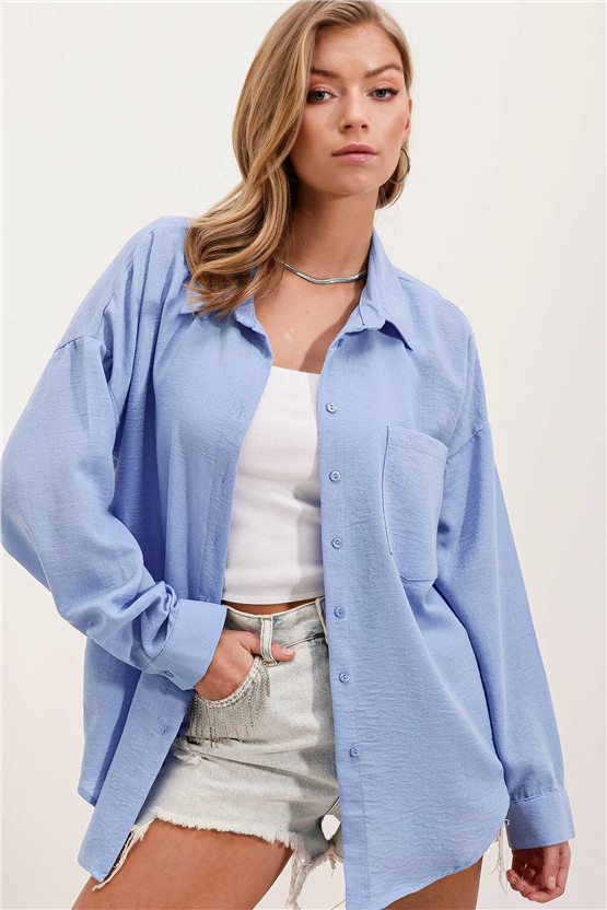 Bigdart 20153 Bebe Mavi Kadın Gömlek