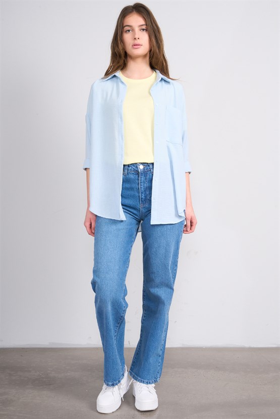 Bigdart 20153 Bebe Mavi Kadın Gömlek