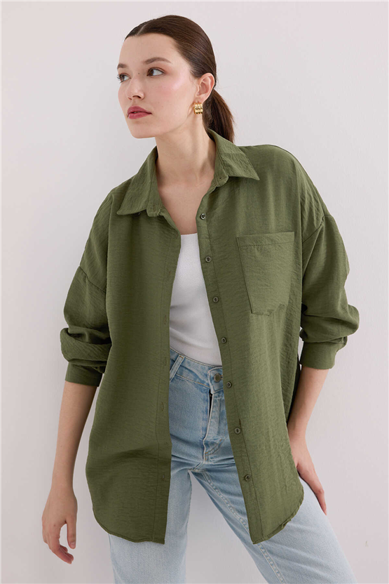 Bigdart 20153 Haki Kadın Gömlek 36-44