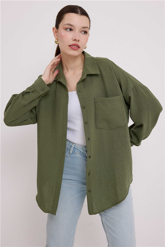 Bigdart 20153 Haki Kadın Gömlek 36-44