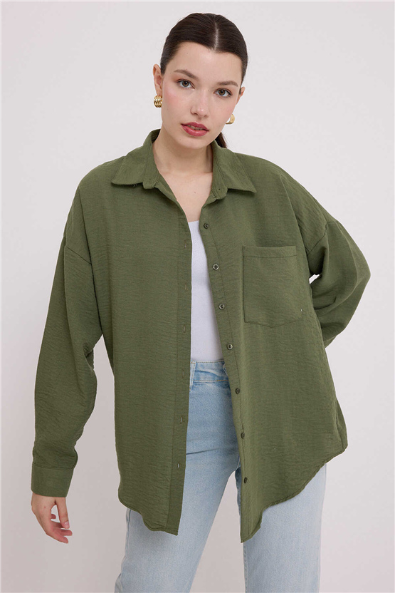 Bigdart 20153 Haki Kadın Gömlek 36-44