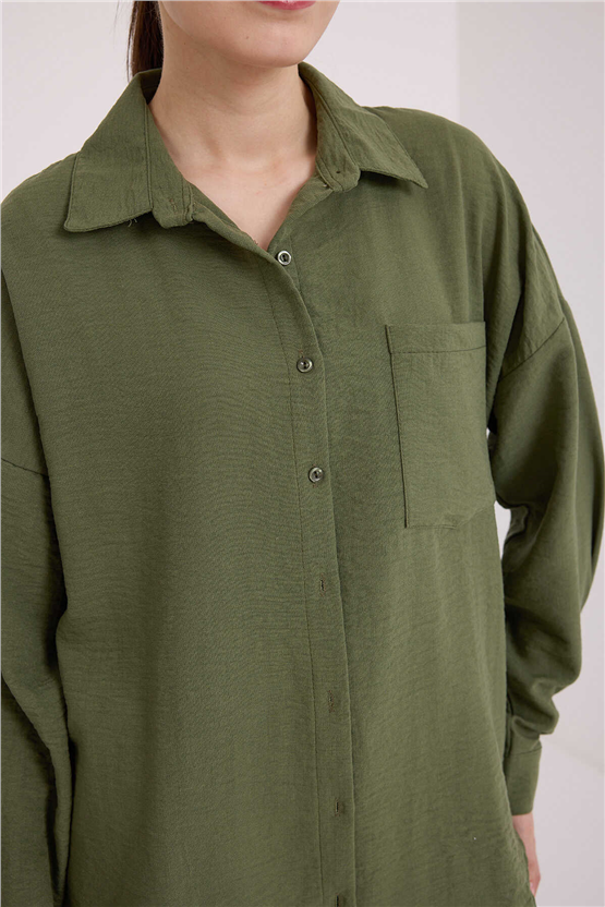 Bigdart 20153 Haki Kadın Gömlek 36-44