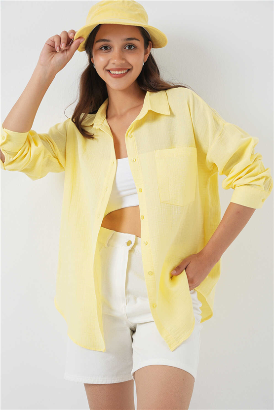 Bigdart 20153 Sarı Kadın Gömlek 36-44