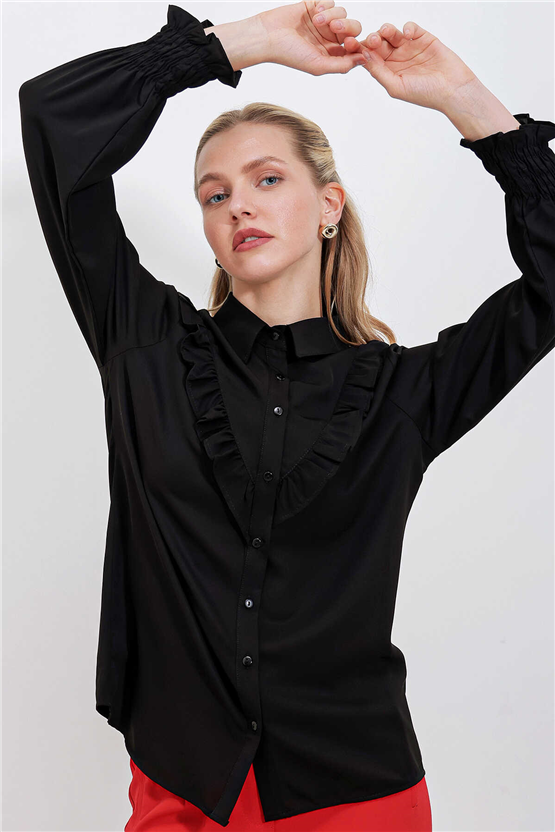 Bigdart 20223 Siyah Kadın Gömlek