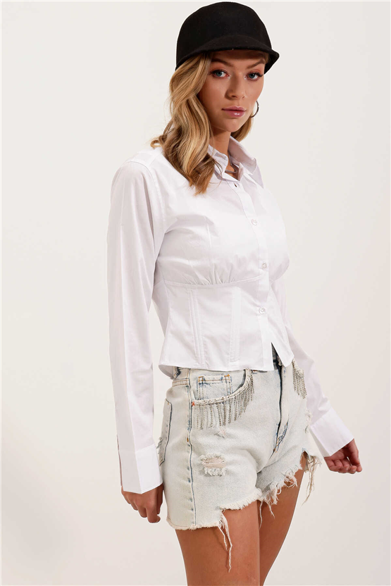 Bigdart 20231 Beyaz Kadın Gömlek