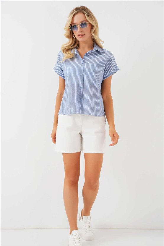 Bigdart 20324 İndigo Kadın Gömlek